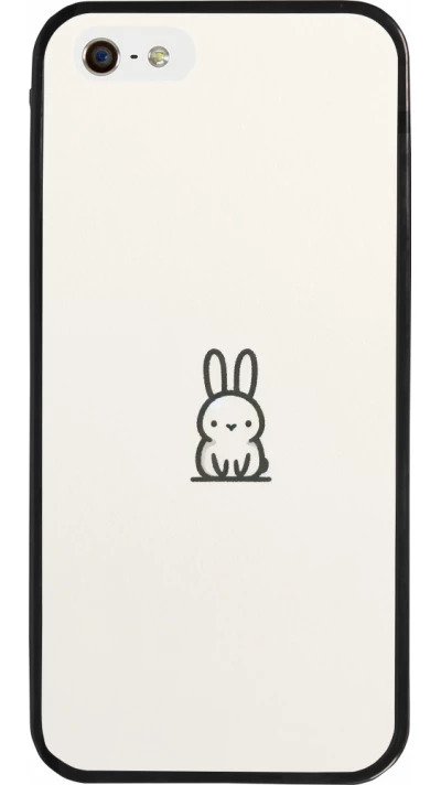 Coque iPhone 5/5s / SE (2016) - Silicone rigide noir Minimal bunny cutie