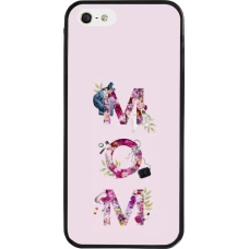 Coque iPhone 5/5s / SE (2016) - Silicone rigide noir Mom 2024 girly mom