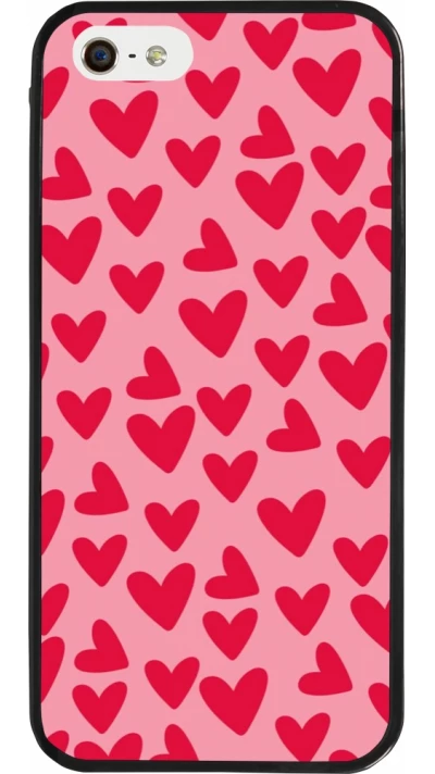 Coque iPhone 5/5s / SE (2016) - Silicone rigide noir Mom 2024 petits coeurs
