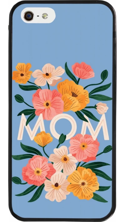 Coque iPhone 5/5s / SE (2016) - Silicone rigide noir Mom 2026 Flowers