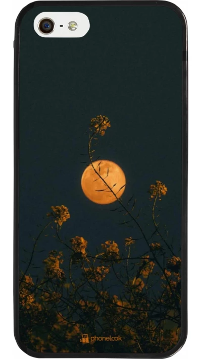 Coque iPhone 5/5s / SE (2016) - Silicone rigide noir Moon Flowers