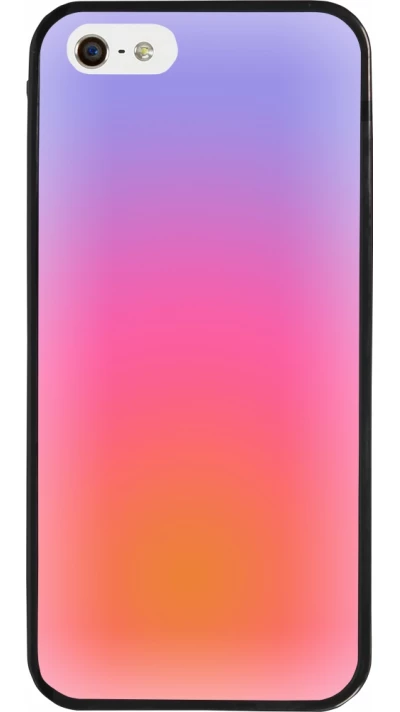 Coque iPhone 5/5s / SE (2016) - Silicone rigide noir Orange Pink Blue Gradient