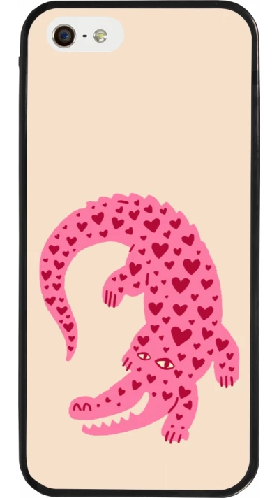 Coque iPhone 5/5s / SE (2016) - Silicone rigide noir Pink crocodile 2026