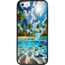 Coque iPhone 5/5s / SE (2016) - Silicone rigide noir Plage Paradis
