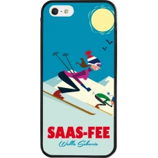iPhone 5/5s / SE (2016) Case Hülle - Silikon schwarz Saas-Fee Ski Downhill