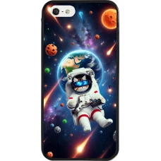 iPhone 5/5s / SE (2016) Case Hülle - Silikon schwarz VR SpaceCat Odyssee