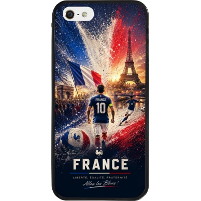 Coque iPhone 5/5s / SE (2016) - Silicone rigide noir Football France splash 2026