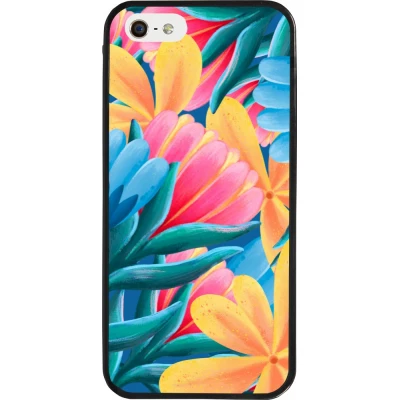 iPhone 5/5s / SE (2016) Case Hülle - Silikon schwarz Spring 23 colorful flowers