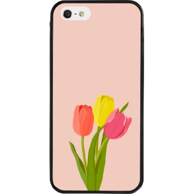 iPhone 5/5s / SE (2016) Case Hülle - Silikon schwarz Spring 23 tulip trio