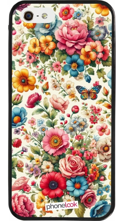 iPhone 5/5s / SE (2016) Case Hülle - Silikon schwarz Spring 25 fruehling bluetend