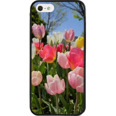 Coque iPhone 5/5s / SE (2016) - Silicone rigide noir Tulips Spring 2026