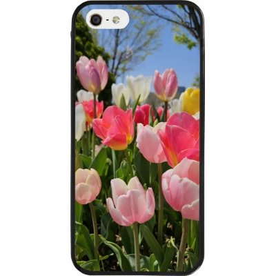 Coque iPhone 5/5s / SE (2016) - Silicone rigide noir Tulips Spring 2026