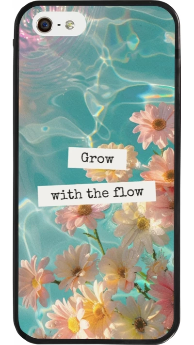iPhone 5/5s / SE (2016) Case Hülle - Silikon schwarz Summer 2025 Grow with the flow