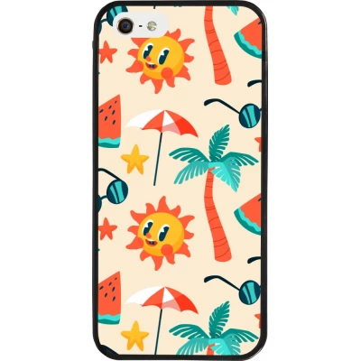 Coque iPhone 5/5s / SE (2016) - Silicone rigide noir Summer 2025 Pattern soleil