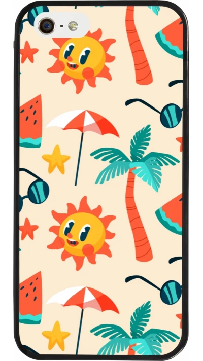 iPhone 5/5s / SE (2016) Case Hülle - Silikon schwarz Summer 2025 Pattern soleil
