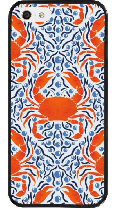 Coque iPhone 5/5s / SE (2016) - Silicone rigide noir Crabs and pearls Summer 2026