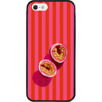 Coque iPhone 5/5s / SE (2016) - Silicone rigide noir Passion fruit Summer 2026