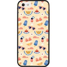Coque iPhone 5/5s / SE (2016) - Silicone rigide noir Pattern Summer 2026