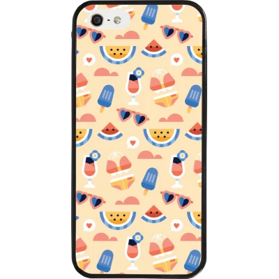 Coque iPhone 5/5s / SE (2016) - Silicone rigide noir Pattern Summer 2026