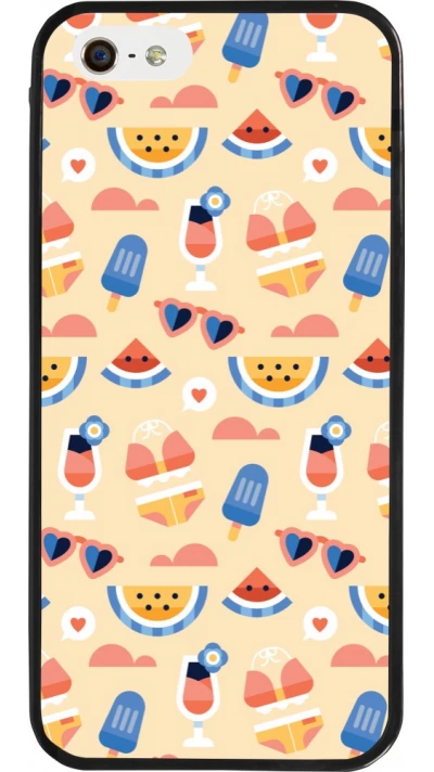 Coque iPhone 5/5s / SE (2016) - Silicone rigide noir Pattern Summer 2026
