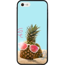 iPhone 5/5s / SE (2016) Case Hülle - Silikon schwarz Pineapple with glasses Summer 2026