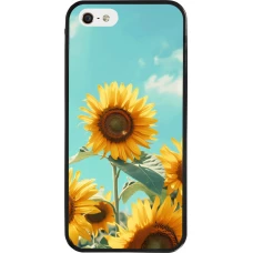 Coque iPhone 5/5s / SE (2016) - Silicone rigide noir Sunflowers Summer 2026