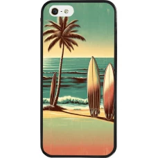 Coque iPhone 5/5s / SE (2016) - Silicone rigide noir Surf Paradise