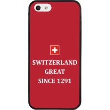 Coque iPhone 5/5s / SE (2016) - Silicone rigide noir Switzerland Great Since 1291