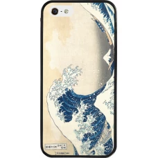 Coque iPhone 5/5s / SE (2016) - Silicone rigide noir Tableau art - La Grande Vague de Kanagawa - Hokusai