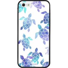 iPhone 5/5s / SE (2016) Case Hülle - Silikon schwarz Turtles pattern watercolor