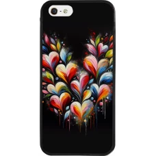 Coque iPhone 5/5s / SE (2016) - Silicone rigide noir Valentine 2024 Coeur Noir Abstrait