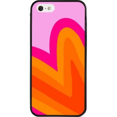 Coque iPhone 5/5s / SE (2016) - Silicone rigide noir Valentine 2024 heart gradient