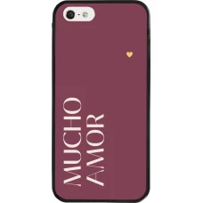 Coque iPhone 5/5s / SE (2016) - Silicone rigide noir Valentine 2024 mucho amor rosado