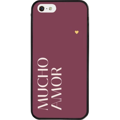 Coque iPhone 5/5s / SE (2016) - Silicone rigide noir Valentine 2024 mucho amor rosado