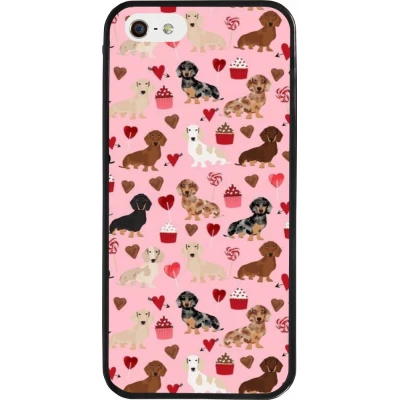 Coque iPhone 5/5s / SE (2016) - Silicone rigide noir Valentine 2024 puppy love