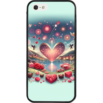 Coque iPhone 5/5s / SE (2016) - Silicone rigide noir Valentine 2025 Chic
