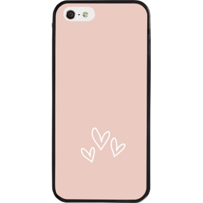 Coque iPhone 5/5s / SE (2016) - Silicone rigide noir Valentine 2023 three minimalist hearts