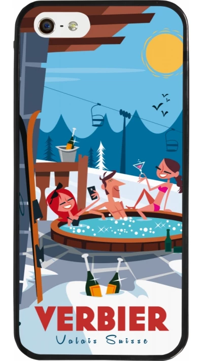 iPhone 5/5s / SE (2016) Case Hülle - Silikon schwarz Verbier Mountain Jacuzzi