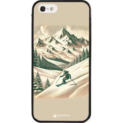 iPhone 5/5s / SE (2016) Case Hülle - Silikon schwarz Vintage Skiberg