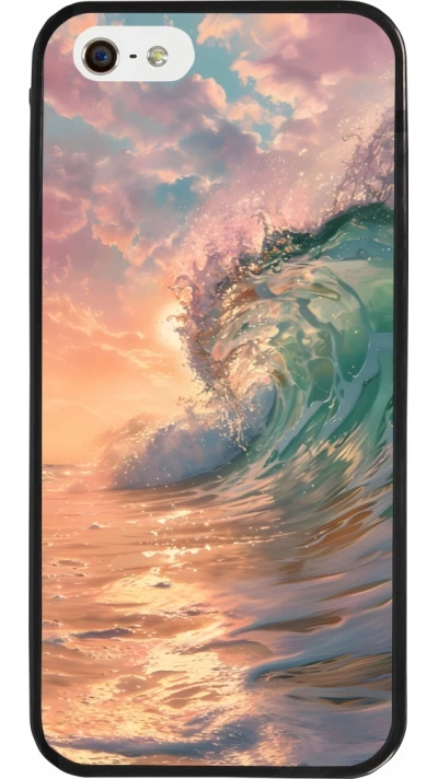 Coque iPhone 5/5s / SE (2016) - Silicone rigide noir Wave Sunset