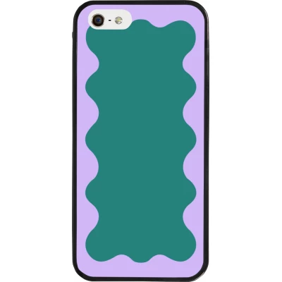 iPhone 5/5s / SE (2016) Case Hülle - Silikon schwarz Wavy Rectangle Green Purple