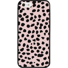 Coque iPhone 5/5s / SE (2016) - Silicone rigide noir Wild Leopard Pink