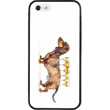 Coque iPhone 5/5s / SE (2016) - Silicone rigide noir Wine Teckel