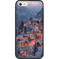 Coque iPhone 5/5s / SE (2016) - Silicone rigide noir Winter 25 Winter snowy village