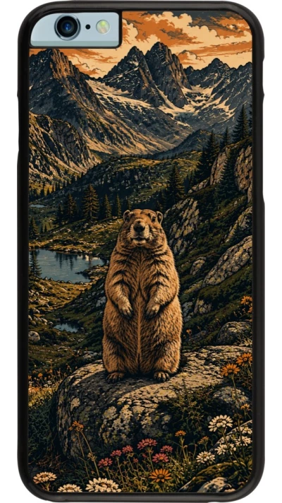 iPhone 6/6s Case Hülle - Linocut Murmeltier