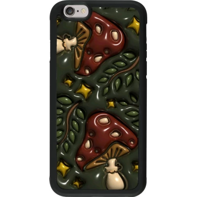 iPhone 6/6s Case Hülle - Silikon schwarz Autumn 26 3D mushrooms