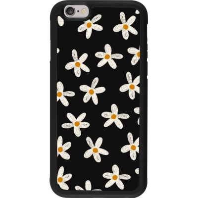 Coque iPhone 6/6s - Silicone rigide noir Easter 2024 white on black flower