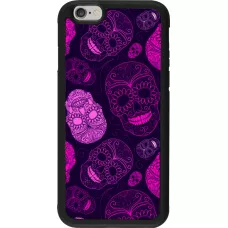 iPhone 6/6s Case Hülle - Silikon schwarz Halloween 2023 pink skulls