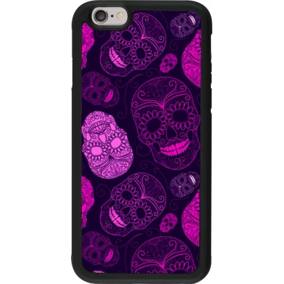 iPhone 6/6s Case Hülle - Silikon schwarz Halloween 2023 pink skulls