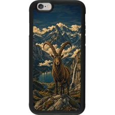 iPhone 6/6s Case Hülle - Silikon schwarz Linocut Steinbock